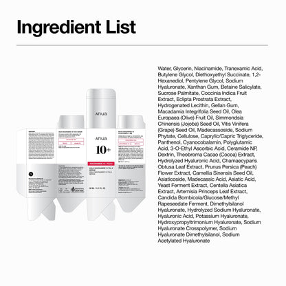 Anua Niacinamide 10 + TXA 4 Serum, Dark Spot Care, Hyaluronic Acid, Tranexamic Acid, Lightweight & Hydrating All-in-One Daily Facial Serum for Glass Skin, Korean Skincare, 1.01 fl.oz