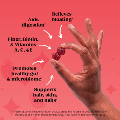 Bellway Super Fiber Gummies + Beauty - Sugar Free Fiber Supplement with Biotin & Vitamins A C E - Supports Digestive Health, Skin, Hair & Nails - 60 Count