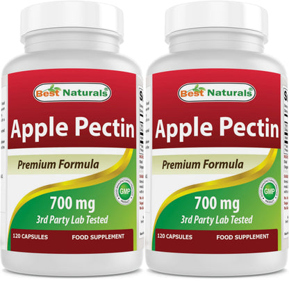 Best Naturals Apple Pectin 700 mg - Dietary Fiber - Intestinal Support - 120 Capsules (120 Count (Pack of 2))