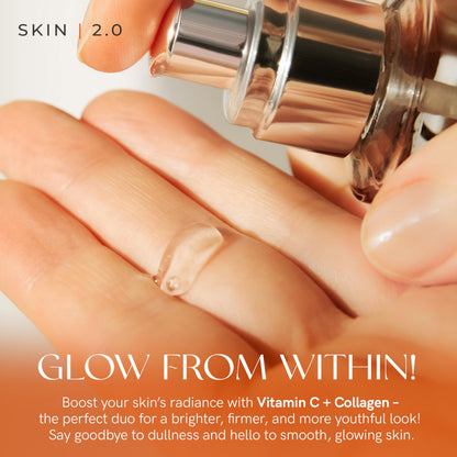 Skin 2.0 Vitamin C Serum - Dermatologist Tested, Anti-Aging & Dark Spot Remover - Brightening, Clean Beauty, Cruelty-Free, Korean Skincare for Glass Skin, All Skin Types - 1.69 Fl. oz