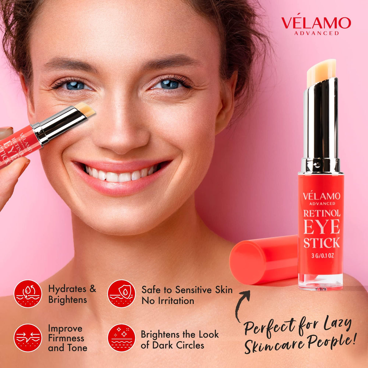 VELAMO ADVANCED Retinol Eye Stick Duo (2 x 3g) - Renewing & Firming Under Eye Balm for Wrinkles, Dark Circles & Puffiness