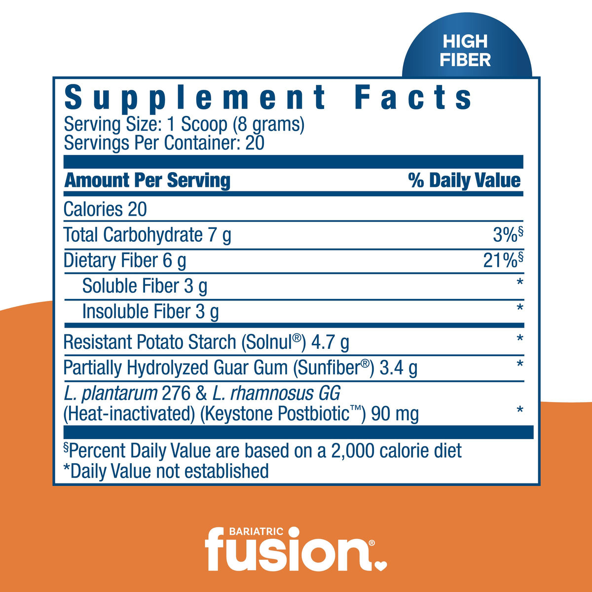 Bariatric Fusion GLP-1 Gut Health Booster - High Fiber GLP1 Booster - Prebiotic Fiber GLP-1 Supplement Powder for Women & Men - 20 Servings