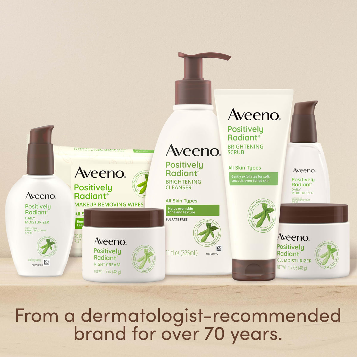 Aveeno Positively Radiant Skin Brightening Exfoliating Daily Facial Scrub, Gentle with Moisture-Rich Soy Extract, Helps Improve Skin Tone & Texture, Oil- & Soap-Free, Hypoallergenic, 5 oz