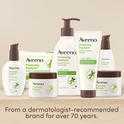 Aveeno Positively Radiant Skin Brightening Exfoliating Daily Facial Scrub, Gentle with Moisture-Rich Soy Extract, Helps Improve Skin Tone & Texture, Oil- & Soap-Free, Hypoallergenic, 5 oz