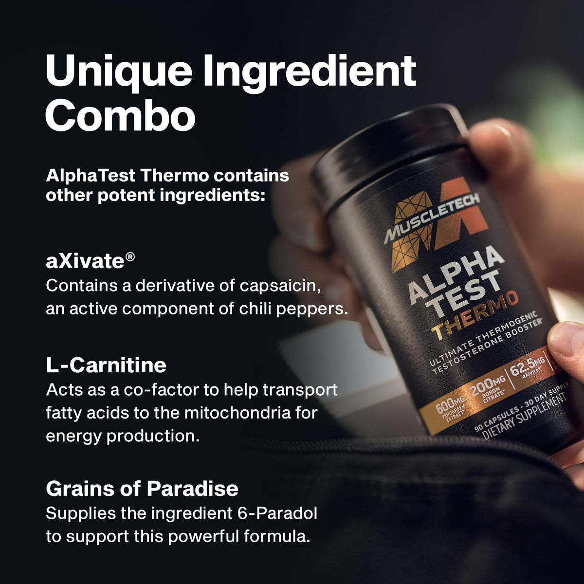 Thermogenic Testosterone Booster for Men - Muscle Growth, Energy & Stamina Support with Tribulus - MuscleTech AlphaTest Thermo (90 Pills)