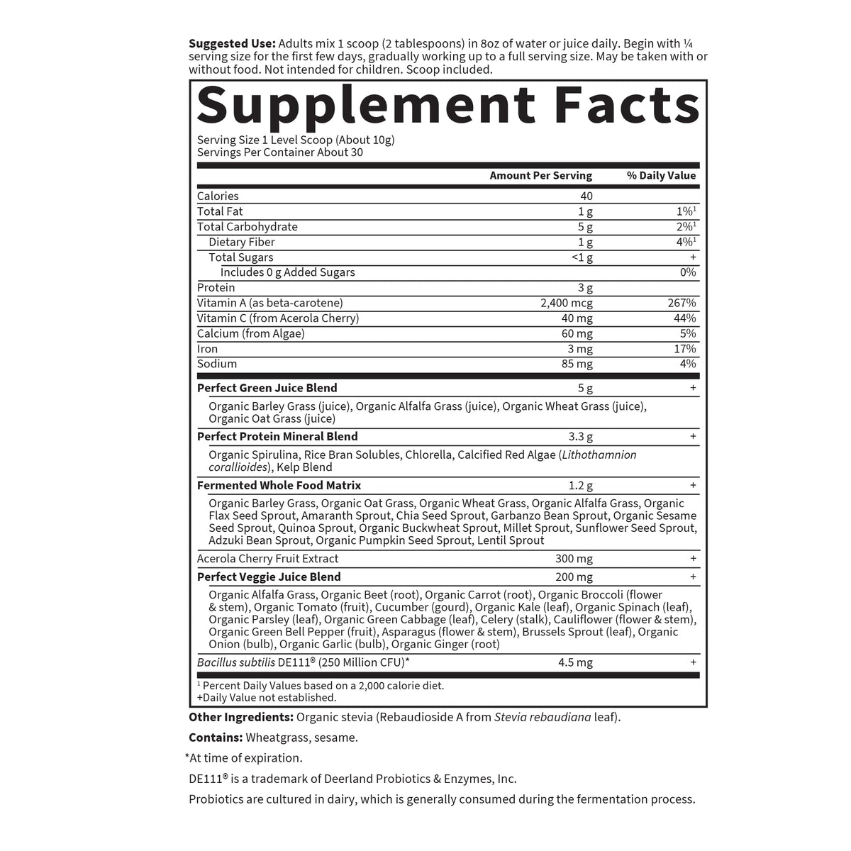 Garden of Life Perfect Food Original Super Green Formula - 30 Servings - 45 Superfoods, Greens, Sprouts plus HSO Probiotics, Enzymes & Ionic Plant Based Minerals - Juiced Superfood Powder Supplement