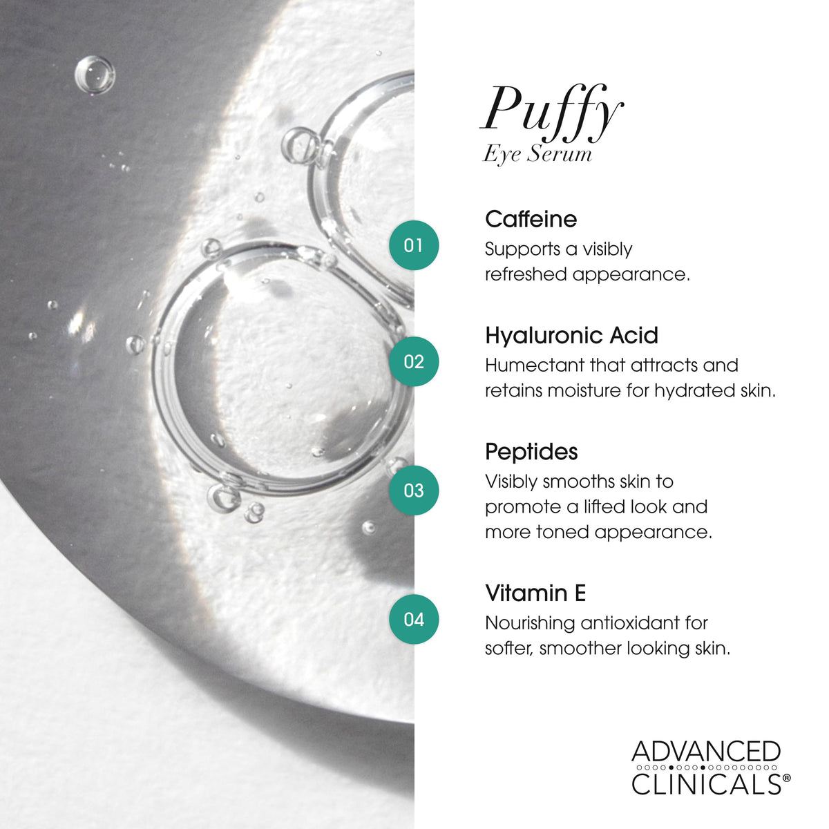 Advanced Clinicals Puffy Eye Serum - Vitamin C & Caffeine Duo (52ml x 2)