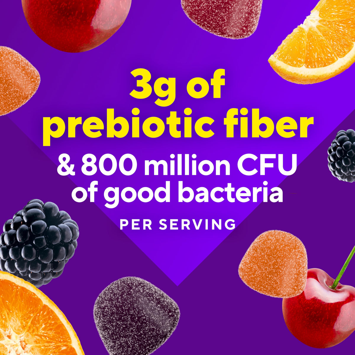 Vitafusion Fiber Well Probiotic Gummies - 3g Fiber - 60 Adult Gummy Vitamins for Women & Men - Plus Prebiotics - Assorted Fruit Flavors - Gluten and Dairy-Free Supplement