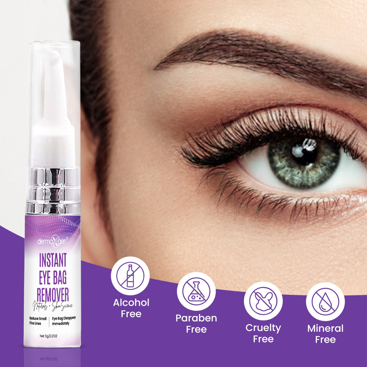 Dermaxgen Instant Under Eye Bag Remover Cream - Dark Circles & Puffiness Treatment, Anti-Aging Eye Cream for Wrinkles and Tired Skin - 0.21 oz