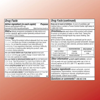 Quality Choice Fiber Therapy Caplets, Safe and Comfortable Constipation Relief Without The Gas and Bloating, Insolubale Fiber for Bowel Irregularity in a 90 Count Bottle of Caplets
