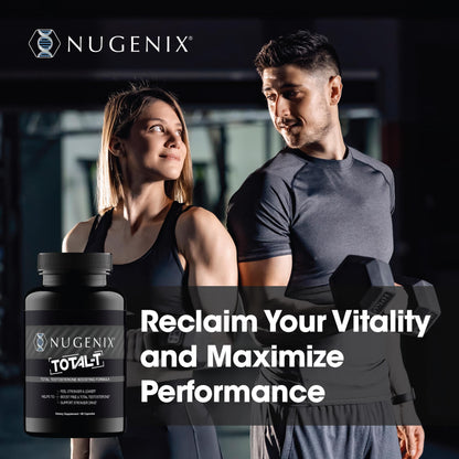 Testosterone Booster for Men - Free & Total Testosterone Support for Energy, Strength & Performance - Nugenix Total-T (180 Count)