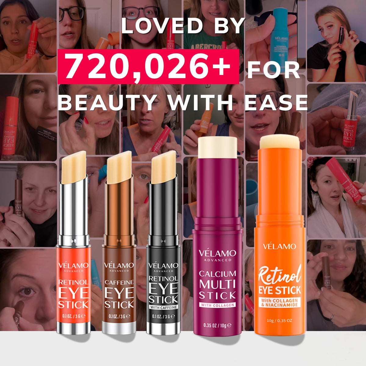 VELAMO Advanced Caffeine Eye Stick - Energizing & Hydrating Under Eye Balm for Dark Circles & Puffiness - Portable Travel Eye Treatment (0.1 oz / 3g)