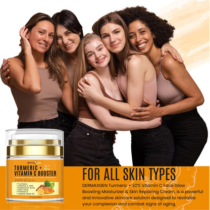 Dermaxgen Turmeric Face Cream with 30% Vitamin C - Glow Booster & Anti-Aging Moisturizer for Dark Spots & Skin Repair (1.7 fl. oz)