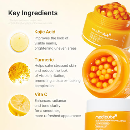 medicube Capsule Cream with Kojic Acid & Turmeric for Uneven Skin Tone - Tone Renewal & Radiance Care for troubled skin - Turmeric, Kojic, Vitamin C - Korean Skincare, 1.86 oz