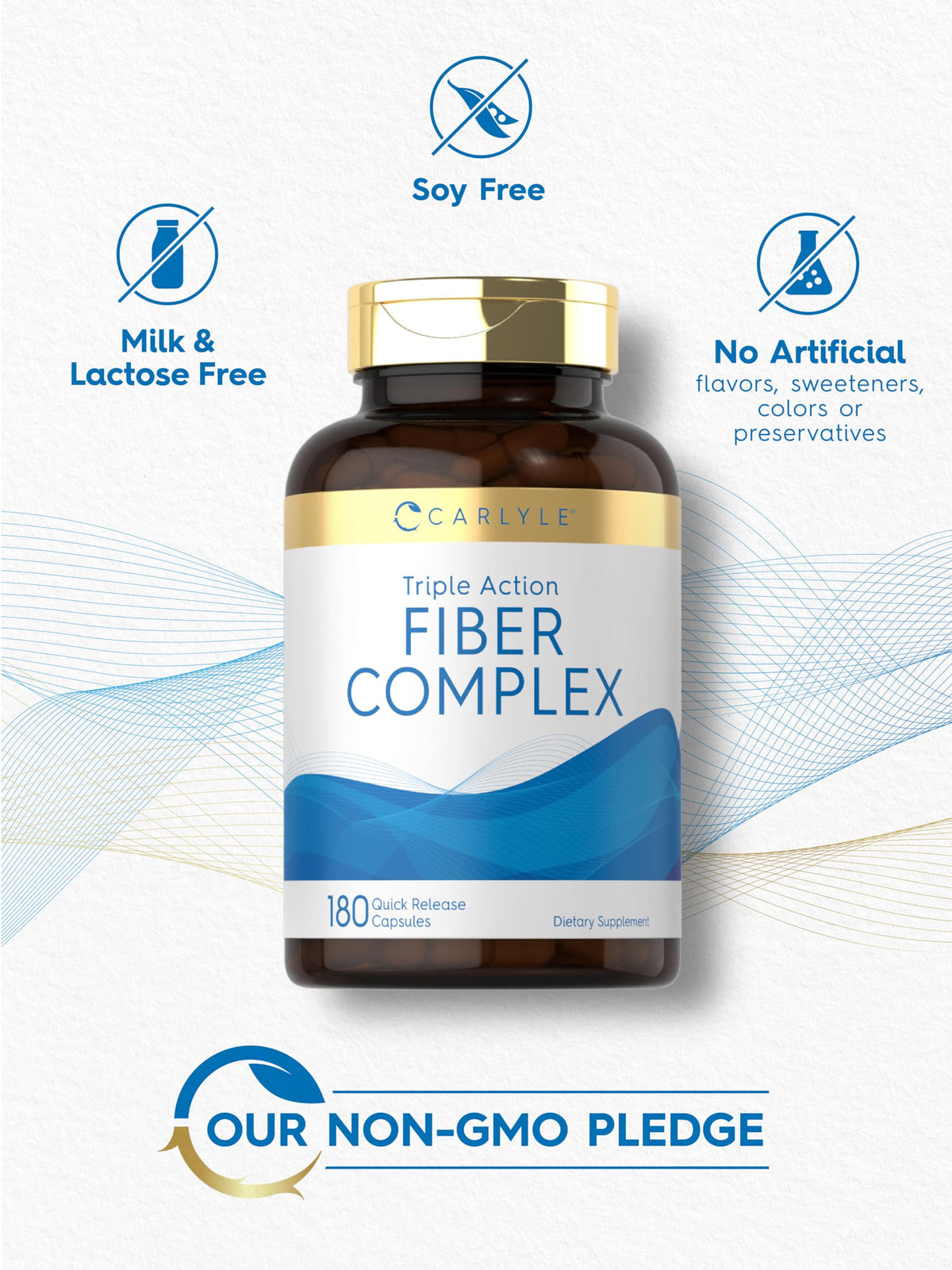 Carlyle Triple Action Fiber Complex - 180 Capsules - Vegetarian, Non-GMO and Gluten Free Supplement