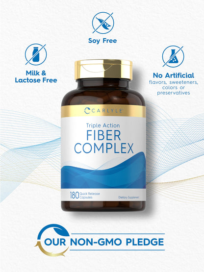 Carlyle Triple Action Fiber Complex - 180 Capsules - Vegetarian, Non-GMO and Gluten Free Supplement