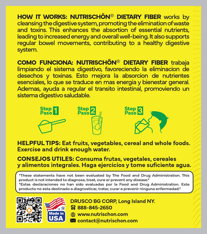 NUTRISCHON - Dietary Fiber Supplement - Relieves Constipation Naturally, Supports Gut Health & Regularity, with Added Açai, Sugar Free, Non-GMO - (4.5 oz, Pineapple)
