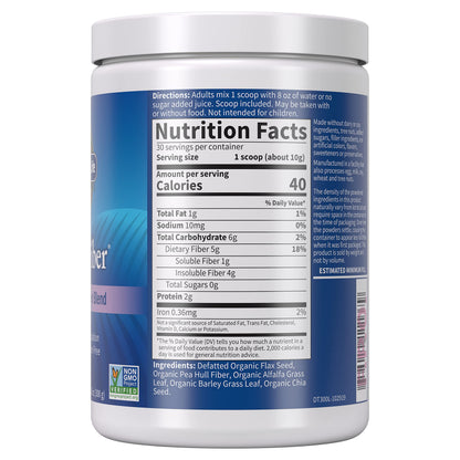 Garden of Life Organic DetoxiFiber Unflavored Fiber Powder Detox Blend with Chia, Alfalfa and Barley for Gut Health Support, Gluten Free, Psyllium Free, Vegan, 30 Servings