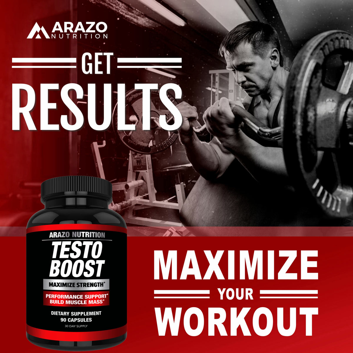 Arazo Nutrition TestoBoost Test Booster for Men - Tribulus, Epimedium, Hawthorn & Zinc - Natural Herbal Muscle & Strength Support Supplement