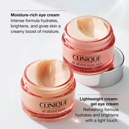 Clinique All About Eyes (0.5 oz) - Lightweight Eye Cream with Vitamin C - Hydrating, Brightening & Depuffing Treatment