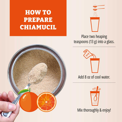 BENEXIA Chiamucil Prebiotic Chia & Inulin Fiber Powder, Orange, 80 Serv