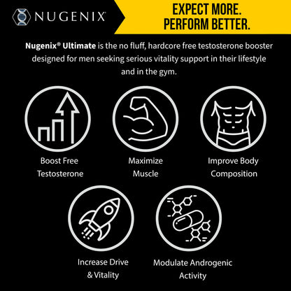 Nugenix Total-T Ultimate Testosterone Booster for Men - Free & Total Testosterone Support for Energy, Strength & Performance