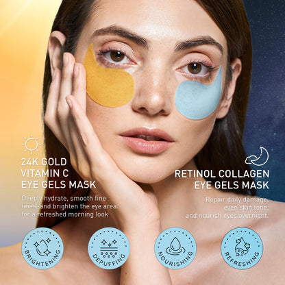 Under Eye Patches Kit - 120 Pcs Retinol & Golden Gel (2 Pack)