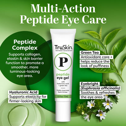 TruSkin Peptide Eye Cream Gel - Lightweight Treatment for Dark Circles & Fine Lines (15ml)