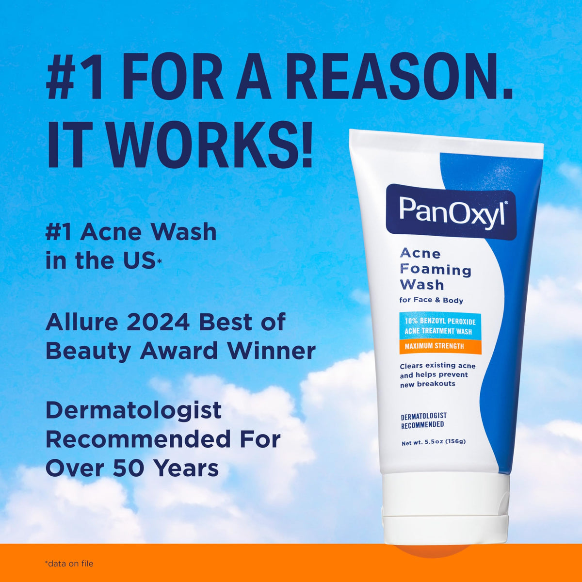 PanOxyl 10% Benzoyl Peroxide Acne Foaming Wash, Maximum Strength, Daily Acne-Fighting Face and Body Cleanser, Face Wash to Clear - 5.5 Oz