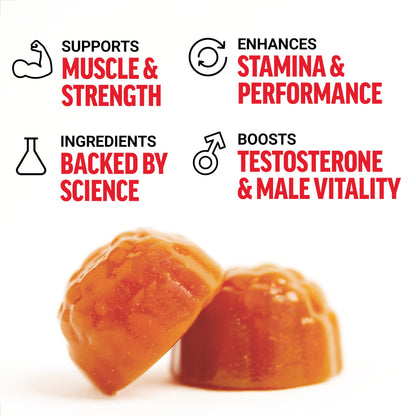 Testosterone Booster Gummies for Men - Energy, Strength, Stamina & Libido Support with Tongkat Ali, Tribulus & Maca