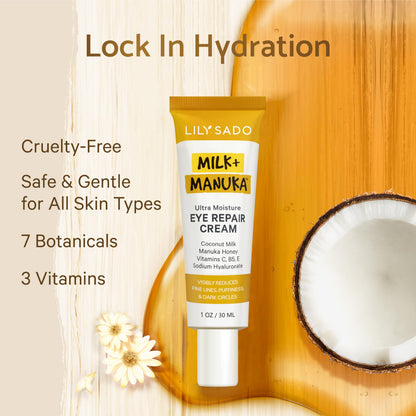 LILY SADO MILK+MANUKA Eye Repair Cream - Coconut Milk & Manuka Honey (30ml)