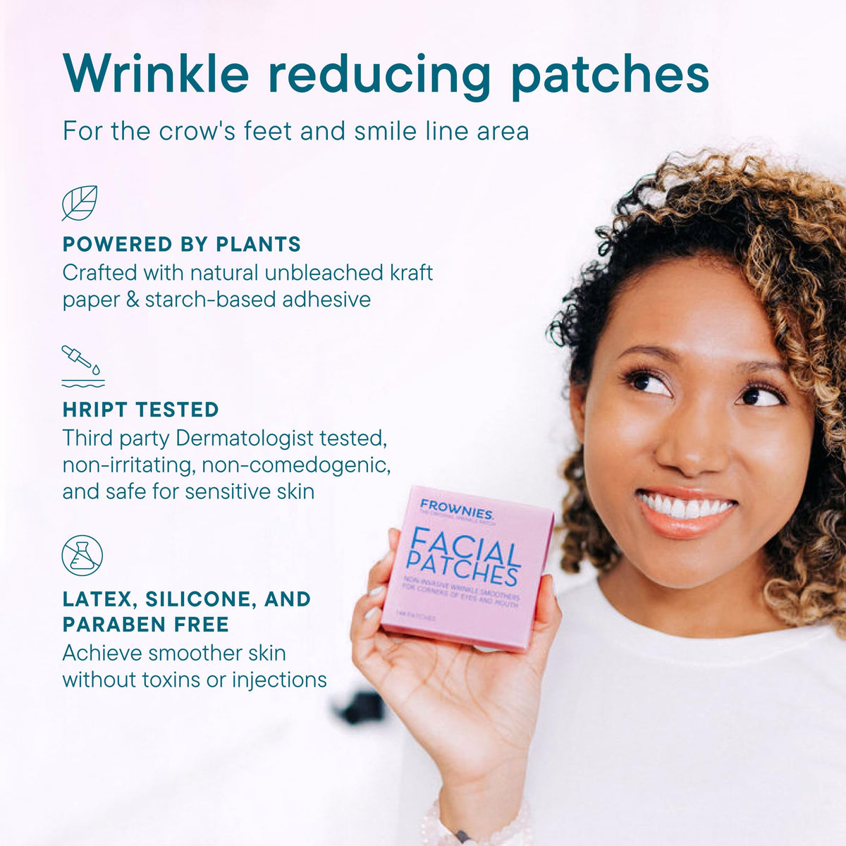 Frownies Facial Patches for Corner of Eyes & Mouth - Anti-Wrinkle Face Tape for Crow's Feet & Smile Lines - Hypoallergenic Overnight Wrinkle Patches (144 Count)