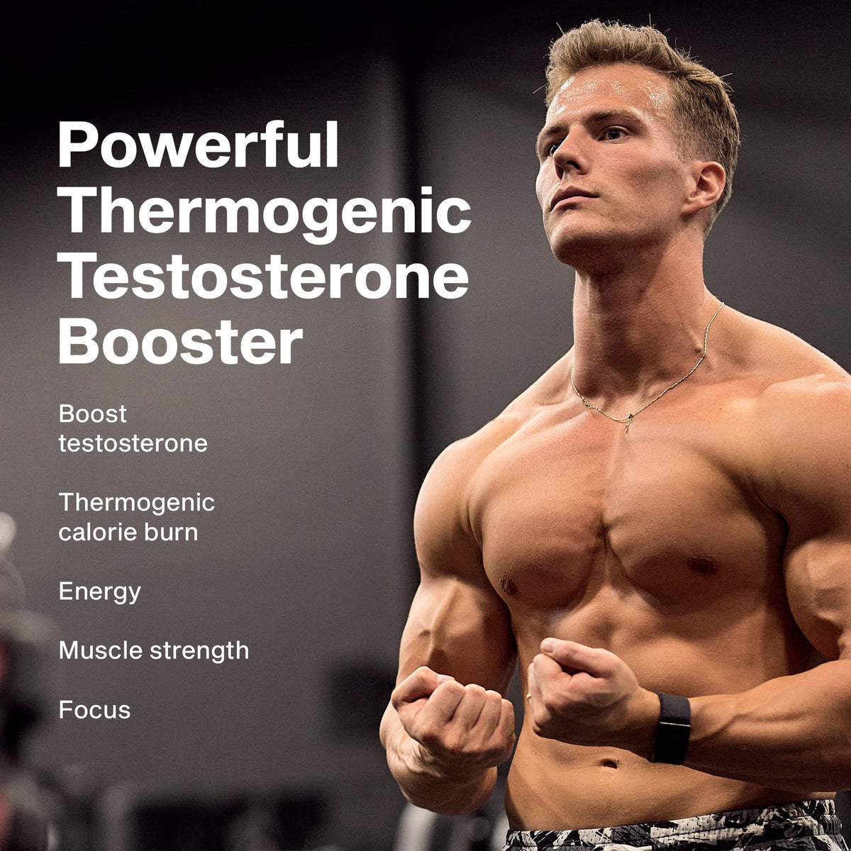 Thermogenic Testosterone Booster for Men - Muscle Growth, Energy & Stamina Support with Tribulus - MuscleTech AlphaTest Thermo (90 Pills)