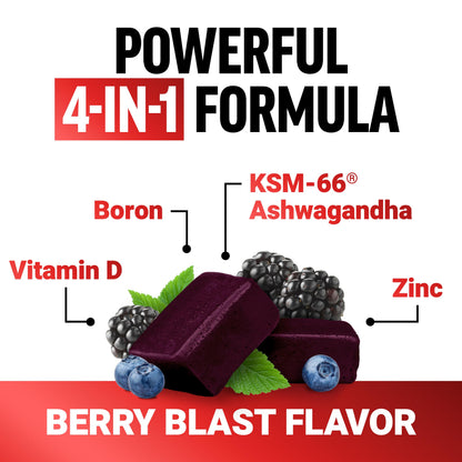 Force Factor Test X180 Testosterone Support for Men - KSM-66 Ashwagandha, Boron, Vitamin D & Zinc - Performance & Testosterone Support (Berry Blast, 60 Soft Chews)
