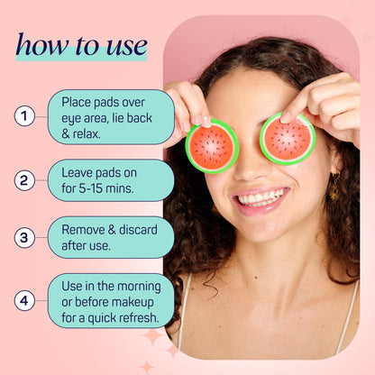 SpaLife Watermelon Cooling Eye Pads - 48 Hydrating Under Eye Patches for Puffiness, Dark Circles & Tired Eyes