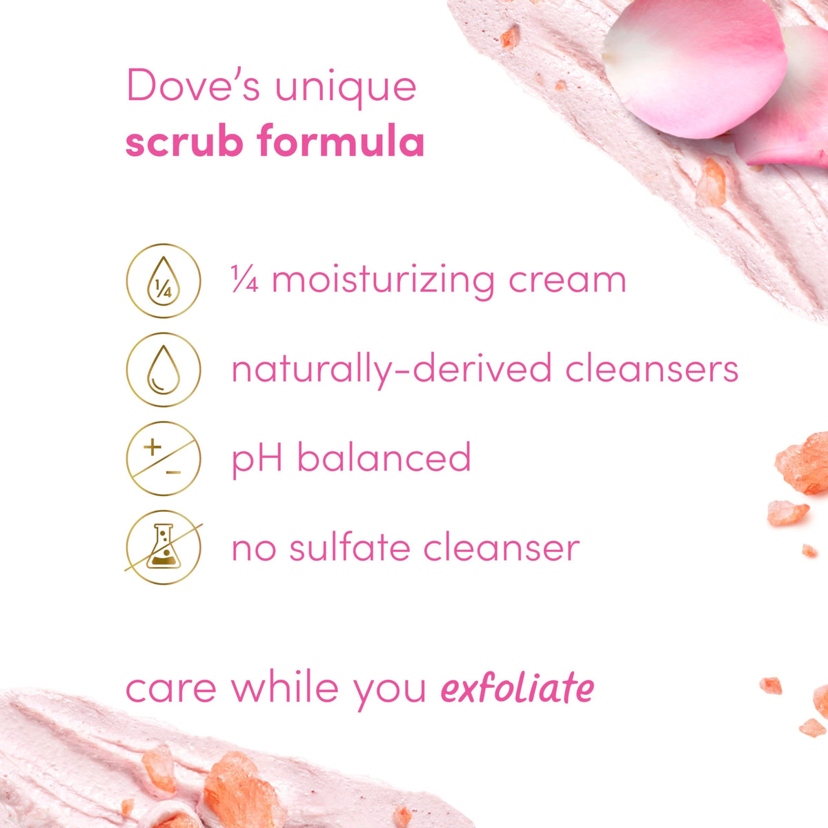 Dove Himalayan Salt & Rose Oil Body Scrub, Exfoliating & Nourishing Scrub 15 oz