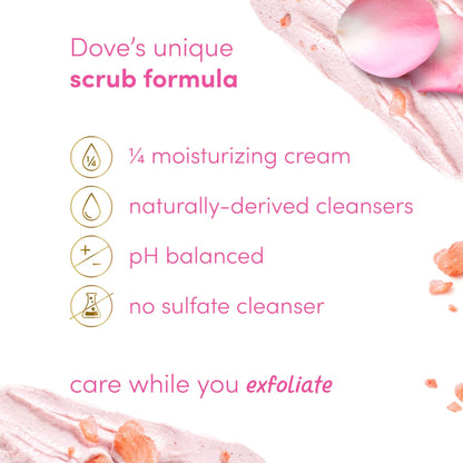 Dove Himalayan Salt & Rose Oil Body Scrub, Exfoliating & Nourishing Scrub 15 oz