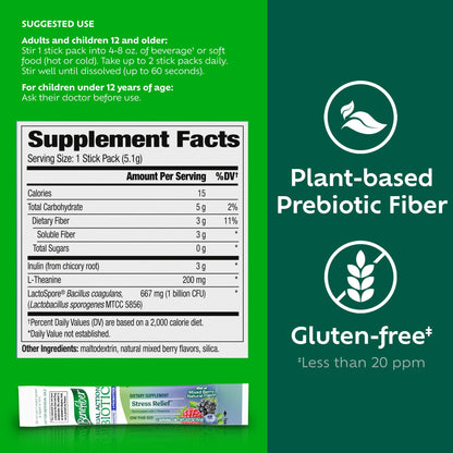 Benefiber Dual Action Biotic Plus Stress Relief, 18 Count Stick Packs