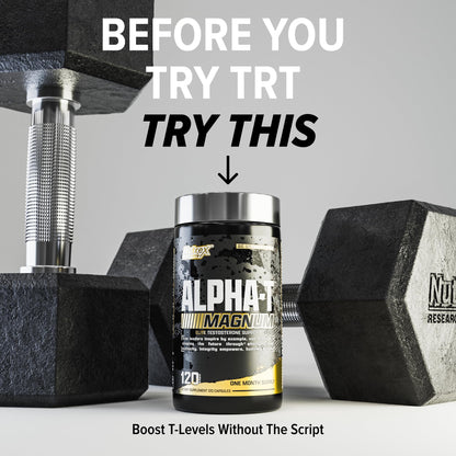 Testosterone Support for Men - Tongkat Ali, Fadogia, Shilajit & Ashwagandha - Muscle, Strength & Hormone Balance Supplement - Nutrex Alpha-T Magnum