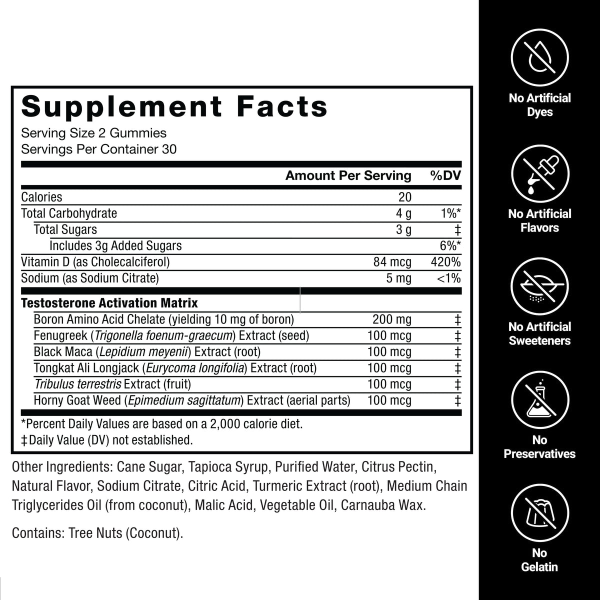 Testosterone Booster Gummies for Men - Energy, Strength, Stamina & Libido Support with Tongkat Ali, Tribulus & Maca