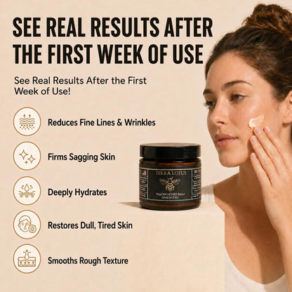 Terra Lotus - Organic Grass-Fed Beef Tallow Balm with Raw Honey - Moisturizing Cream for Soft, Smooth Skin - Handmade All-Natural Moisturizer (2 Oz, Vanilla)