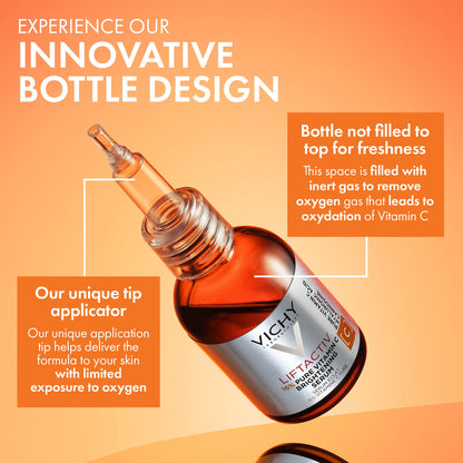 Vichy LiftActiv Vitamin C Serum For Face, Brightening Serum With 16% Pure Vitamin C + Hyaluronic Acid + Vitamin E, Improves Radiance & Firmness, Anti Aging, Protects Skin From Discoloration