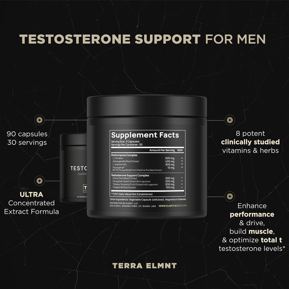 2,015mg Total T Testosterone Booster for Men - 8X Strength with Ashwagandha, Tongkat Ali, Tribulus & Pycnogenol - Libido & Muscle Support