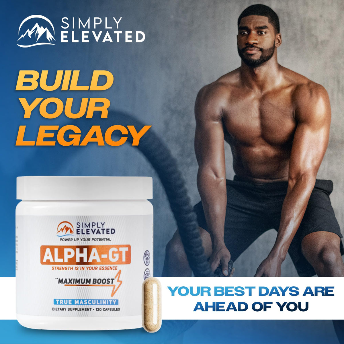 14-in-1 Testosterone Booster for Men - Ashwagandha, Tongkat Ali, Tribulus & Fenugreek - Energy, Drive & Confidence Support - Simply Elevated Alpha-GT (2500mg)