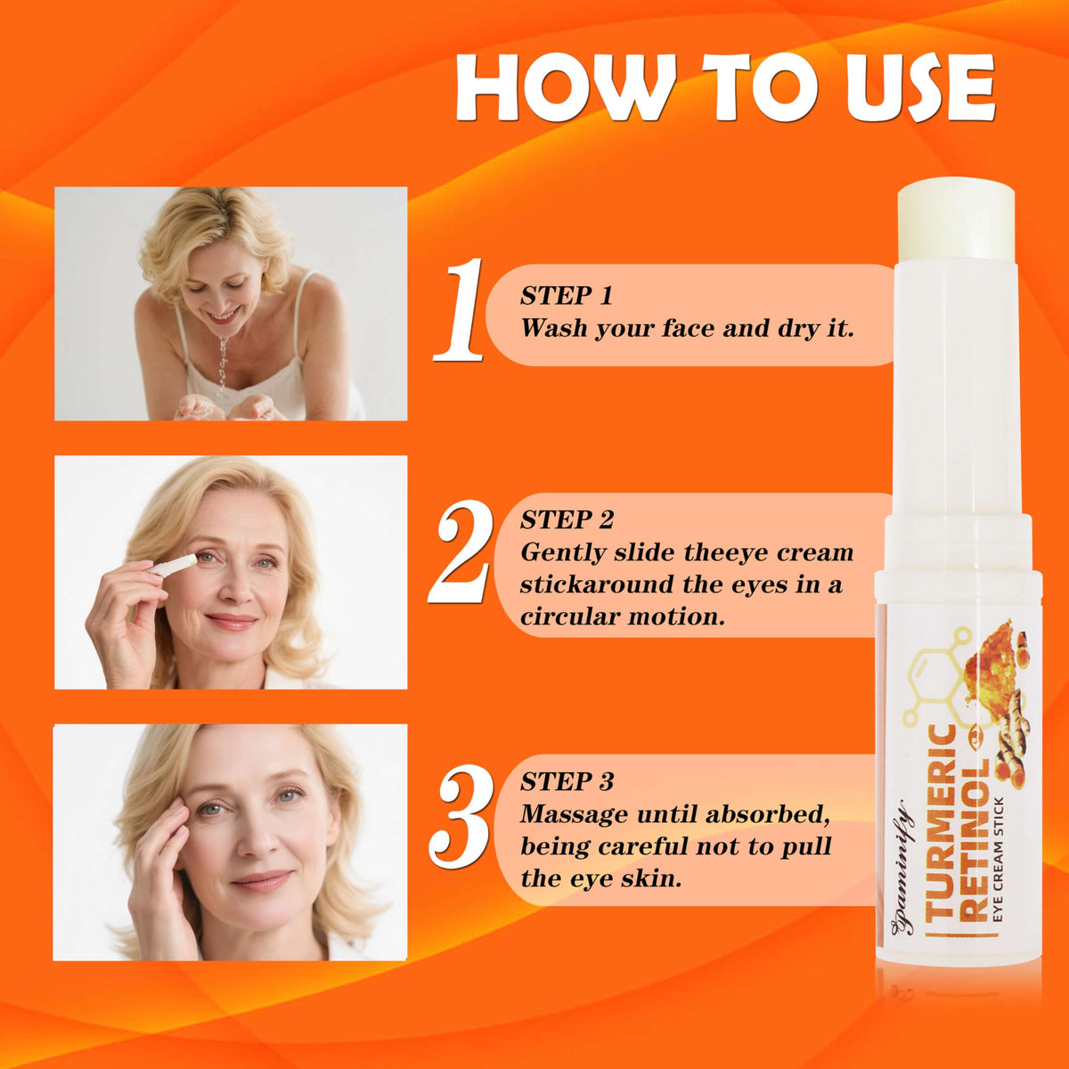 Turmeric Retinol Eye Stick - LumiBalm Under Eye Cream for Dark Circles & Puffiness - Anti-Aging Eye Balm for Wrinkles & Fine Lines (0.5oz)