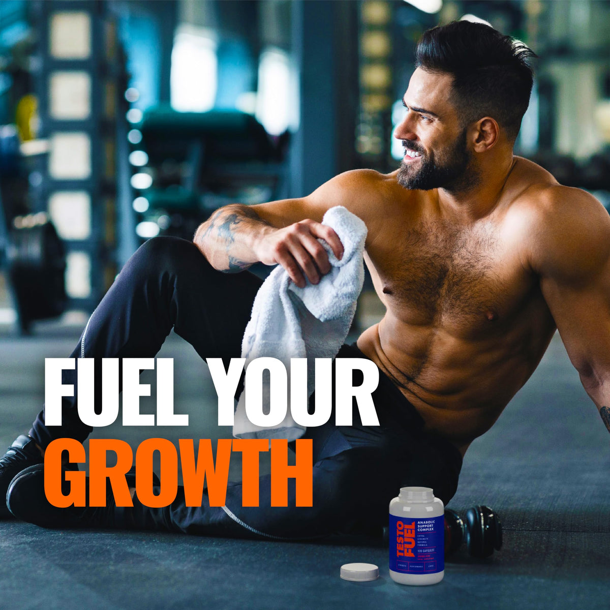 Testosterone Booster for Men - Natural T-Boost Supplement for Muscle, Energy & Performance with Fenugreek & Magnesium - ROAR AMBITION TestoFuel (120 Pills)