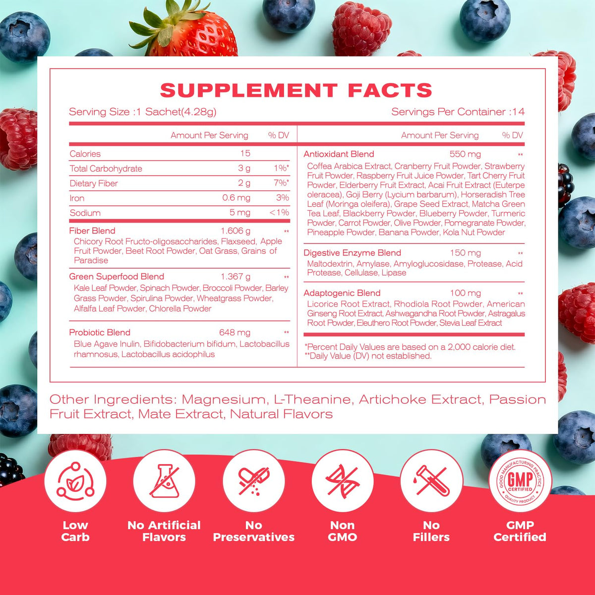NEWELLME Happy Cleaner Digestive Supplement Powder, Gut Health Drink Mix with Probiotics, Digestive Enzymes & Fiber, Supports Digestion and Bloating, Watermelon Flavor, 14 Sachets