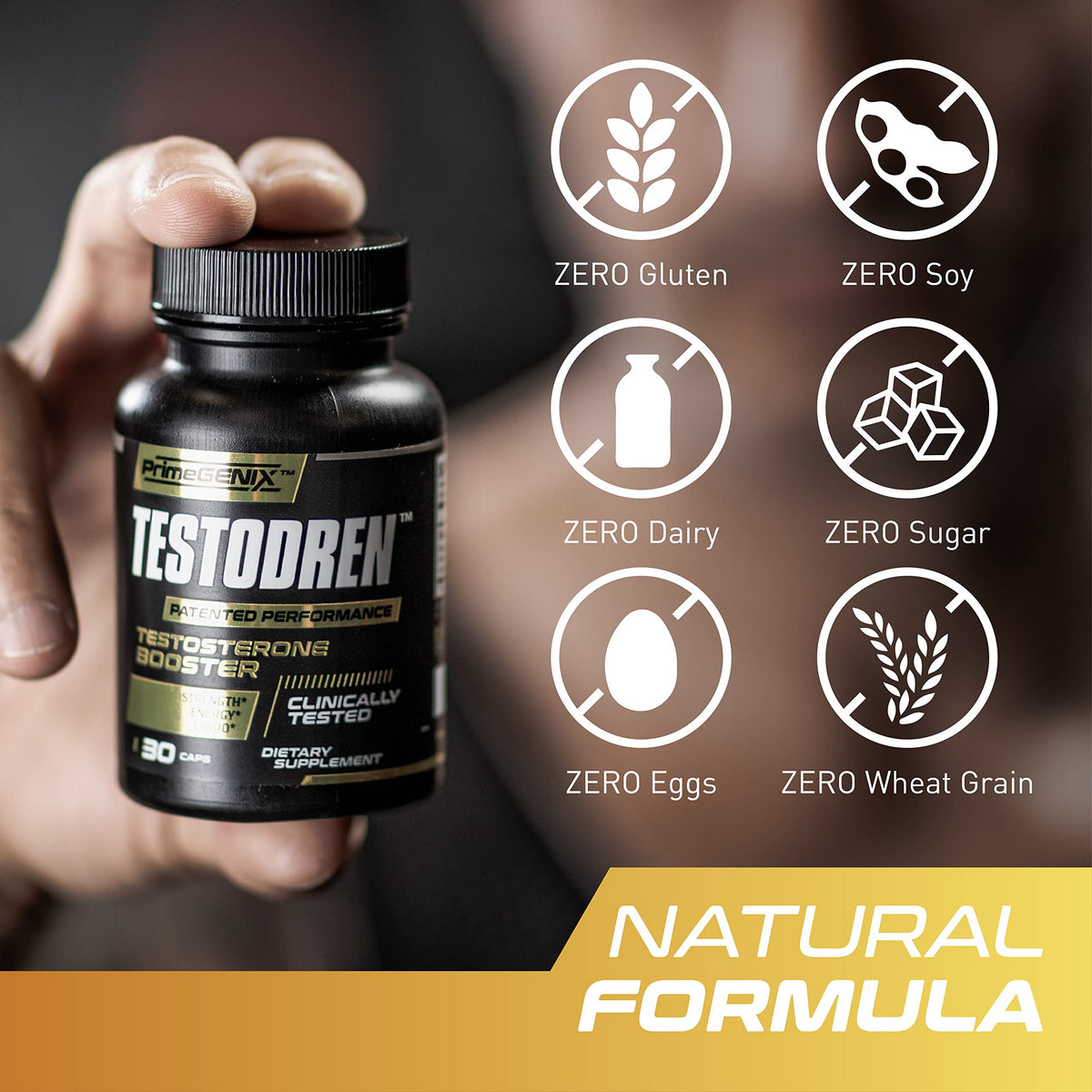 Testosterone Booster for Men - Energy, Strength, Stamina & Lean Muscle Support Supplement - PrimeGENIX Testodren