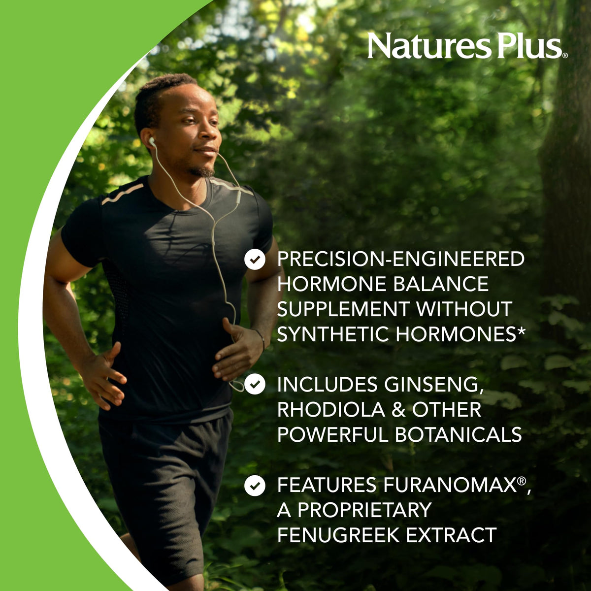 NaturesPlus T-Male Testosterone Support for Men - Ginseng, Rhodiola & FuranoMax 3 Pack (90 Servings)