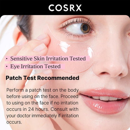 COSRX Pink Peptides Collagen Hydrogel Eye Patch - 60 Patches - Revitalizing Under Eye Mask for Dark Circles & Puffiness